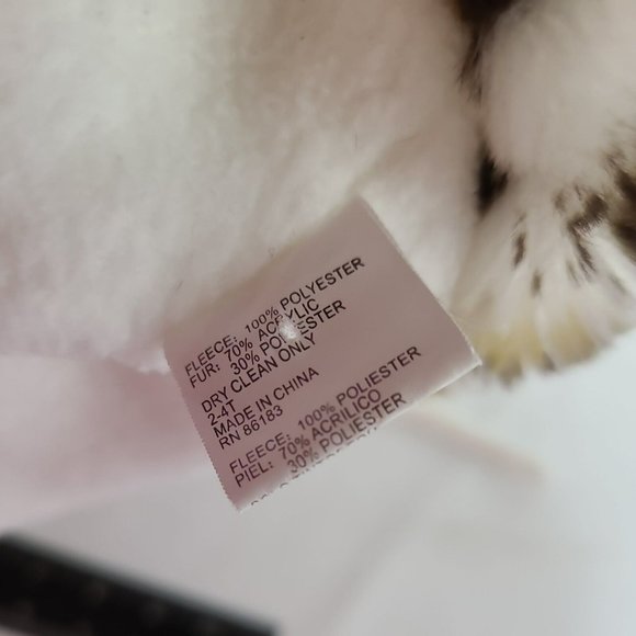 EUC Animal Leopard Print Youth 2-4T Trapper Beanie Cap Hat Ivory Earflap Tie - Picture 5 of 7